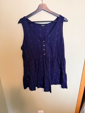 torrid Navy Eyelet V-Neck Tiered Tank